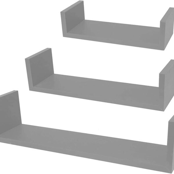 Set Of 3 Different Sizes U Shaped Wooden Floating Shelf DIY Display Unit Shelves