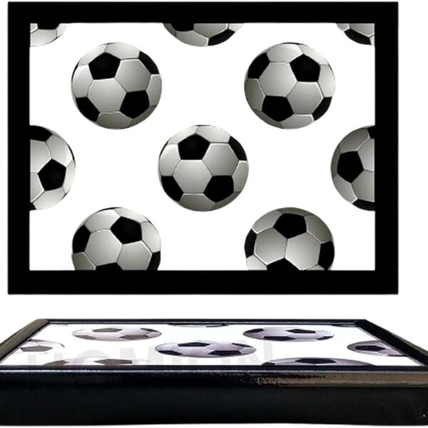 PREMZO Lap Tray Football Soccer with Soft Cushion Bean Bag Lap Tray Portable Lightweight Home Laptop TV Dinner Drinks Food Breakfast Football Soccer Lover