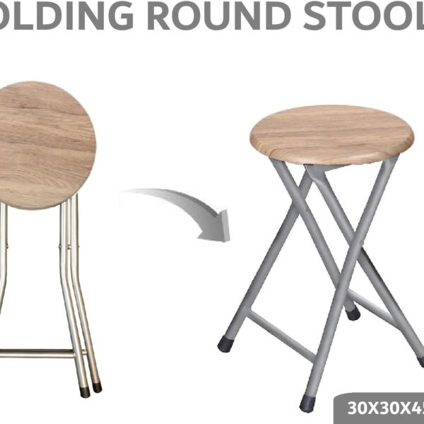 HOMION Round Compact Folding Stool for Home Office Small Junior 45cm Breakfast Children Kids stool School Library office Use Lightweight Foldable Stool Free Standing