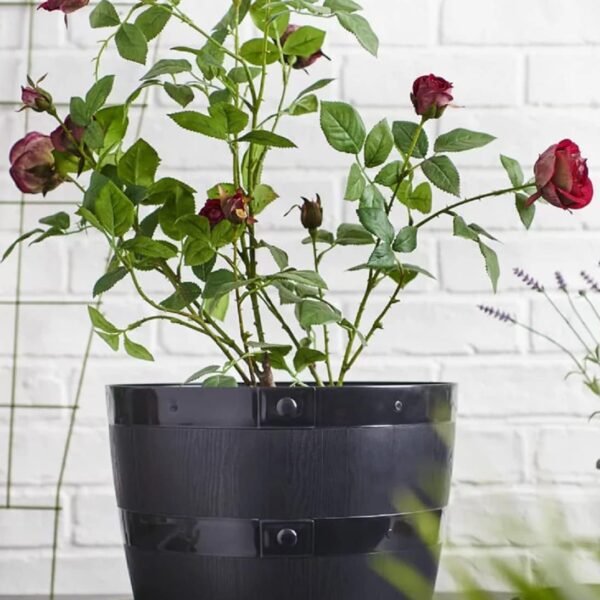 Half Barrel Planter Round Flower Plant Pot Outdoor Garden Plastic Planter Tub Indoor Outdoor 34cm & 55cm (1, 34cm (14"))