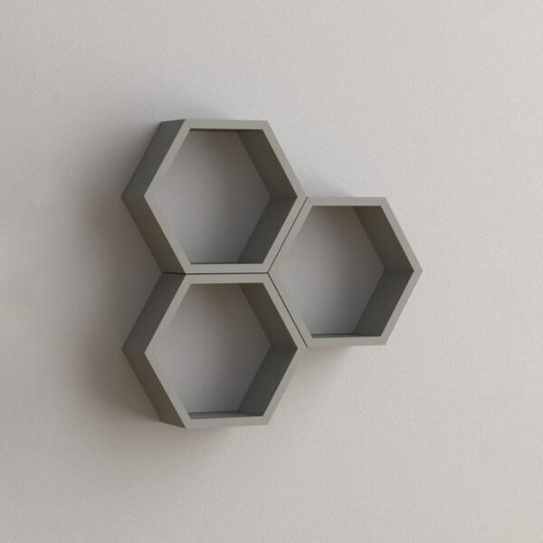 HOMION Floating Shelf Wall Mounted Hexagonal Floating Shelves – Set of 3 – Large, Medium and Small – Screws and Anchors Included - Farmhouse Shelves for Bedroom, Living Room